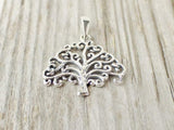 Tree of Life Leaf Pendant 14k White Gold Finish NO CHAIN