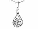 0.4ct Round Cut VVS1D Diamond Pendant Teardrop 14k White Gold Finish NO CHAIN