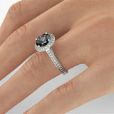 2ct Round Cut Black Diamond Vintage Halo Engagement Ring 14k White Gold Finish