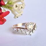 1.6ct Heart Simulated Diamond Curved Stackable Bridal Set 14K Yellow Gold Plated