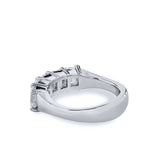 2.25ct Emerald Cut Diamond Wedding Ring Band Prong Set 14k White Gold Finish