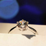 1Ct Round Cut Diamond Six Prong Solitaire Engagement Ring 14K White Gold Finish