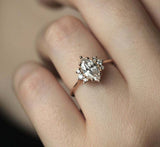 1.5ct Marquise Cut Diamond Engagement Ring 14k RoseGold Over Petite Round Accent