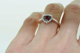 1.5ct Heart Cut Red Ruby Halo Solitaire Engagement Ring 14k White Gold Finish