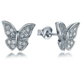 1.2ct Round Cut VVS1D Diamond Butterfly Design Stud Earrings 14k White Gold Over