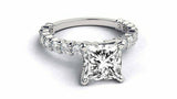 1.5ct Princess Cut Diamond Accent Art Deco Engagement Ring 14k White Gold Finish