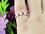 3ct Round Cut Pink Ruby Half Eternity Wedding Band Ring 14k White Gold Finish