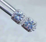 2.3ct Round Cut Diamond Halo Trendy Design Stud Earrings 14k White Gold Finish