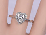 1.2ct Heart Cut Diamond Engagement Ring 14k White Gold Finish Halo Heart Shape