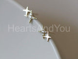 0.03ct Round Cut Moissanite Cross Star Stud Earrings 14k Yellow Gold Plated