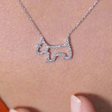 2ct Round Cut VVS1D Diamond Pendant with Chain Pet Dog Puppy 14k White Gold Over