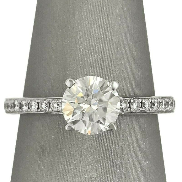 2Ct Round Cut Diamond Classic Solitaire and Accents Ring 14K White Gold Finish