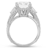 4Ct Oval Cut Diamond Vintage Engagement Ring 14K White Gold Finish Pear Accents