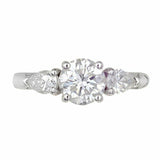 2.7ct Round Cut Diamond Pear Accents Engagement Trilogy Ring 14k White Gold Over