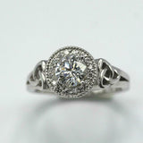 2.3ct Round Cut Diamond Engagement Ring Halo Celtic Trinity 14k WhiteGold Finish