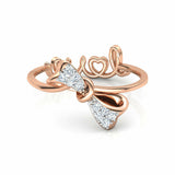 1ct Engagement Ring Round Cut Diamond Bow Knot Design 14k Rose Gold Finish