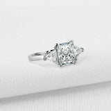 3ct Princess Diamond Engagement Ring Trillion Accent Trilogy 14k White Gold Over