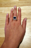 2ct Engagement Ring Oval Blue Sapphire Vintage Inspired Wide 14k White Gold Over