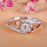 3Ct Round Cut Diamond Heart Swirl Proposal Engagement Ring 14K Dual Gold Finish