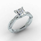 1.5ct Princess Cut Diamond Engagement Ring Twisted Infinity 14k WhiteGold Finish