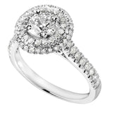 2.5ct Round Cut Diamond Dual Halo Solitaire with Accent Ring 14k White Gold Over