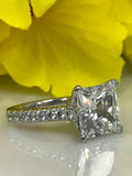 1.5ct Princess Cut Diamond Accent Solitaire Engagement Ring 14k White Gold Over