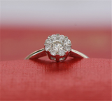 1.2ct Round Cut Diamond Engagement Ring 14k White Gold Finish Flower Petal Women