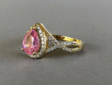 2ct Pear Cut Pink Sapphire Halo Infinity Engagement Ring 14k Yellow Gold Finish