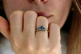 1.3ct Baguette Blue Sapphire Engagement Ring 14k Yellow Gold Over Art Deco Crown