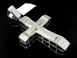 2.6ct Round Cut VVS1D Diamond Pendant Beveled Cross 14k White Gold Over NO CHAIN