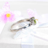 1ct Princess Green Peridot Engagement Ring Petite Solitaire 14k White Gold Over