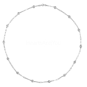 1ct Round Cut Moissanite Dainty Minimalist Link Bracelet 14k White Gold Plated