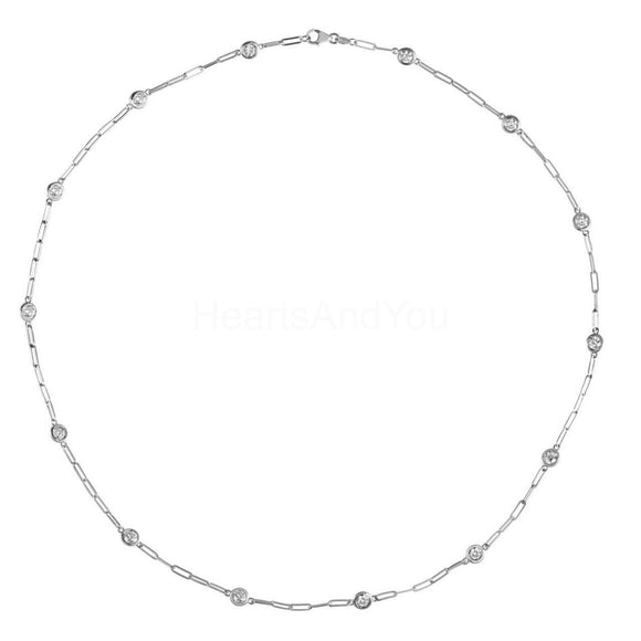 1ct Round Cut Moissanite Dainty Minimalist Link Bracelet 14k White Gold Plated