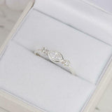 0.5ct Marquise Cut Diamond Engagement Ring Minimalist Trilogy 14k WhiteGold Over