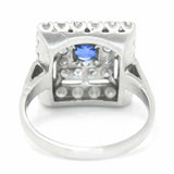 3.7ct Round Blue Sapphire Art Deco Edwardian Cocktail Ring 14k White Gold Finish