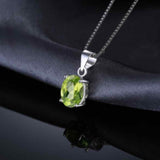 2.3ct Green Peridot Pendant Oval Cut Solitaire Women 14k WhiteGold Over NO CHAIN