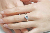 1.2ct Oval Cut Blue Aquamarine Engagement Ring Diamond Petite 14k WhiteGold Over