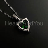 1ct Heart Simulated Emerald Solitaire Pendant 14k White Gold Plated NO CHAIN