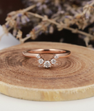 0.4ct Round Cut Diamond Engagement Ring 14k Rose Gold Finish Curved Stackable