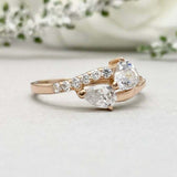 1.6ct Engagement Ring Heart Cut Diamond Bypass Design 14k Yellow Gold Finish