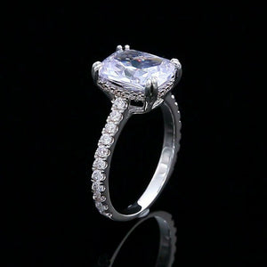 3.3Ct Radiant Cut Diamond Accents Hidden Halo Solitaire Ring 14K White Gold Over