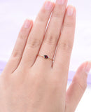 0.5ct Marquise Cut Pink Ruby Minimalist Slim Engagement Ring 14k White Gold Over