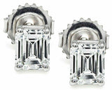 1.32ct Emerald Cut VVS1D Diamond Solitaire Stud Earrings 14k White Gold Finish