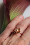 0.25ct Round Cut VVS1D Diamond Engagement Ring Lotus Flower 14k Rose Gold Finish