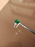 2ct Engagement Ring Emerald Cut Green Emerald Diamond Petite 14k White Gold Over