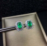 2.7ct Stud Earrings Oval Cut Emerald Ballerina Cocktail Halo 14k White Gold Over