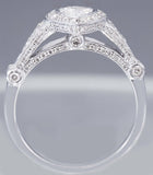 Halo Vintage Promise Engagement Ring 3ct Pear Cut Diamond 14k White Gold Finish