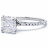 1.3ct Asscher Diamond Engagement Ring Round Accent Solitaire 14k White Gold Over