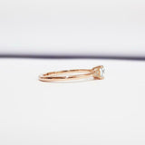 Minimalist Petite Engagement Ring 0.55ct Round Cut Diamond 14k Rose Gold Finish