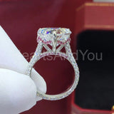 2ct Heart Cut Simulated Diamond Cluster Pave Accents Ring 14k White Gold Plated